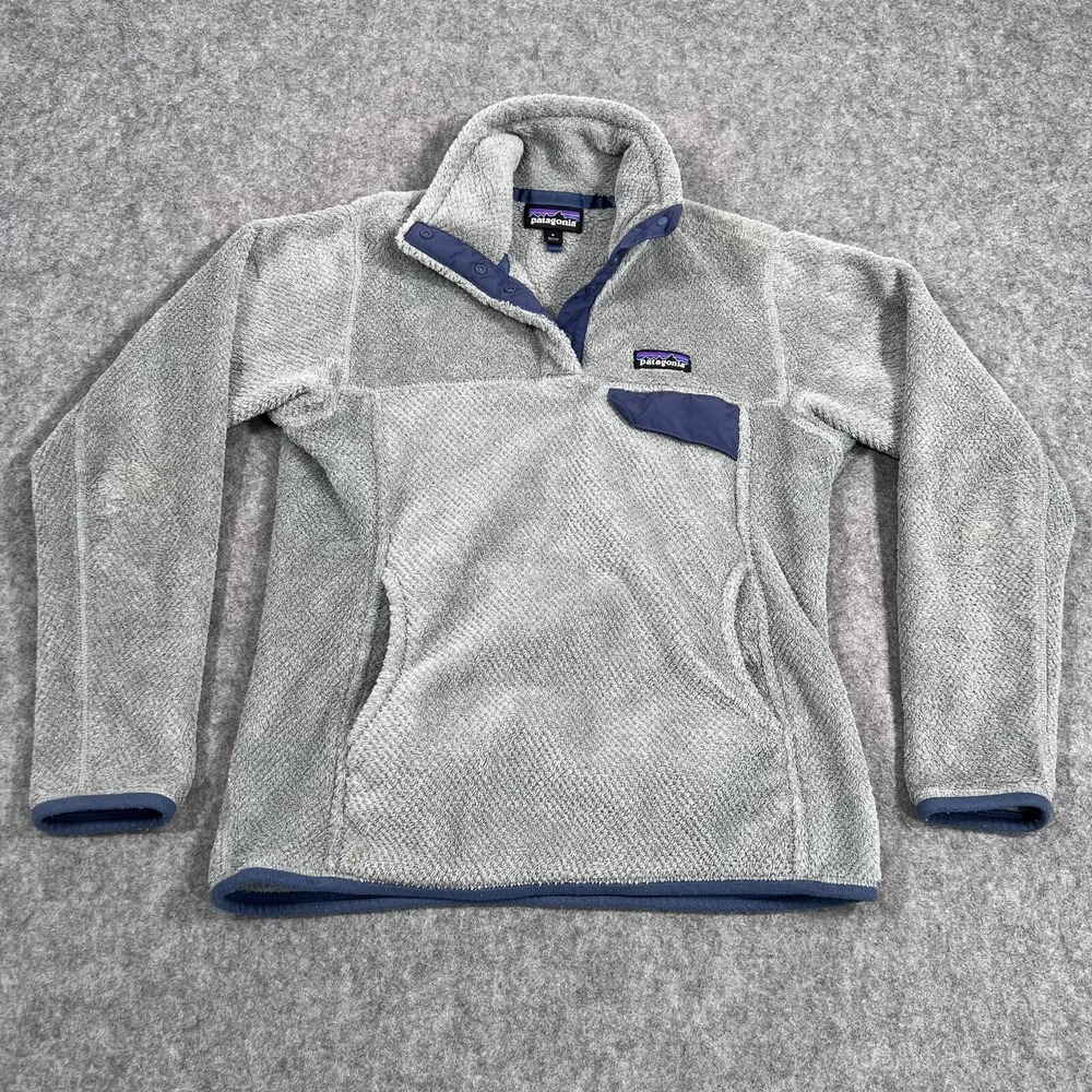 Patagonia Grey Nickel Navy‎ Blue Re-Tool Snap-T Pullover Women's Size Small